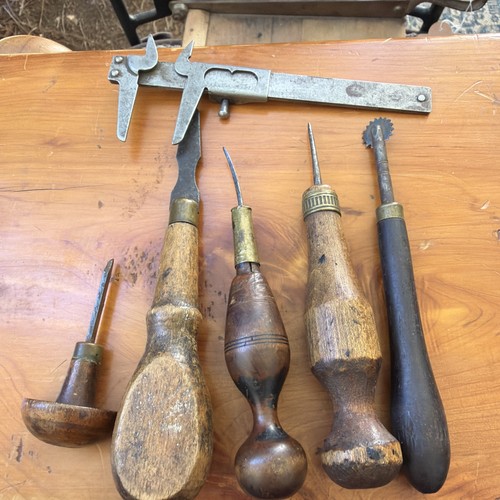 Antique wood leather hand - wood,