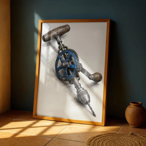 Vintage hand drill poster - hand,